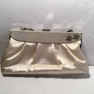 Kate Landry NWT Cream Satin Clutch Shoulder Strap